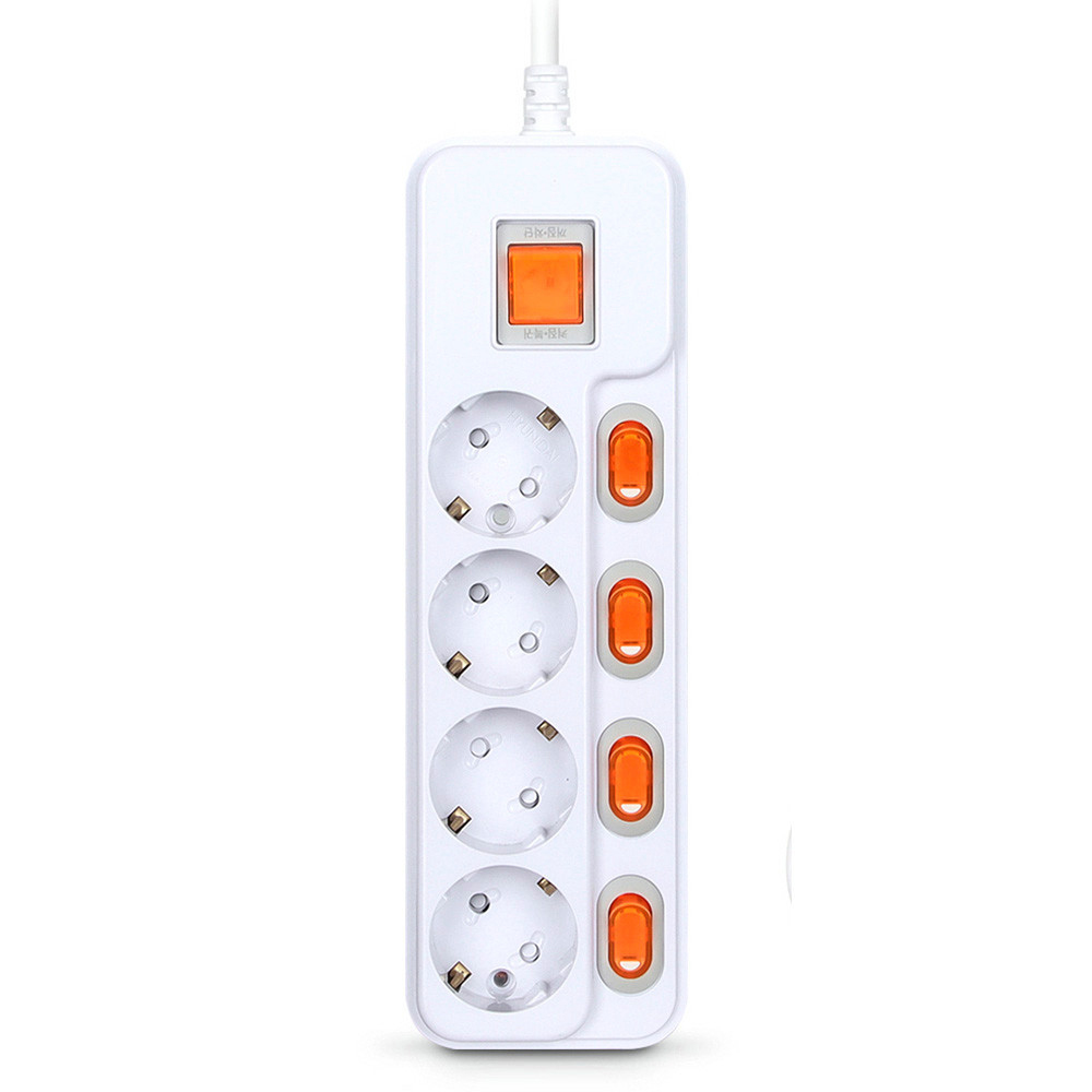 현대일렉트릭 멀티탭 메인 개별 이중 전원 스위치 과부하차단 멀티코드 콘센트 4구 5M (16A)