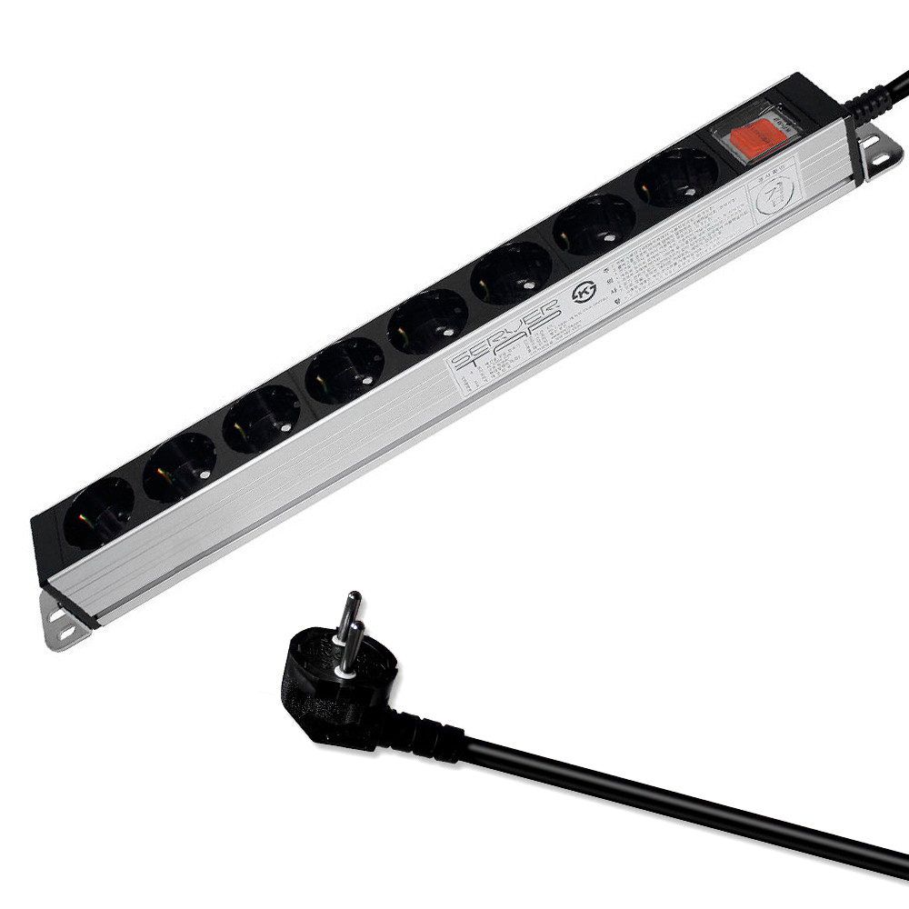 현대일렉트릭 멀티탭 서버랙 알루미늄 멀티코드 콘센트 메인 전원 스위치 서버탭 8구 2.5M (16A)