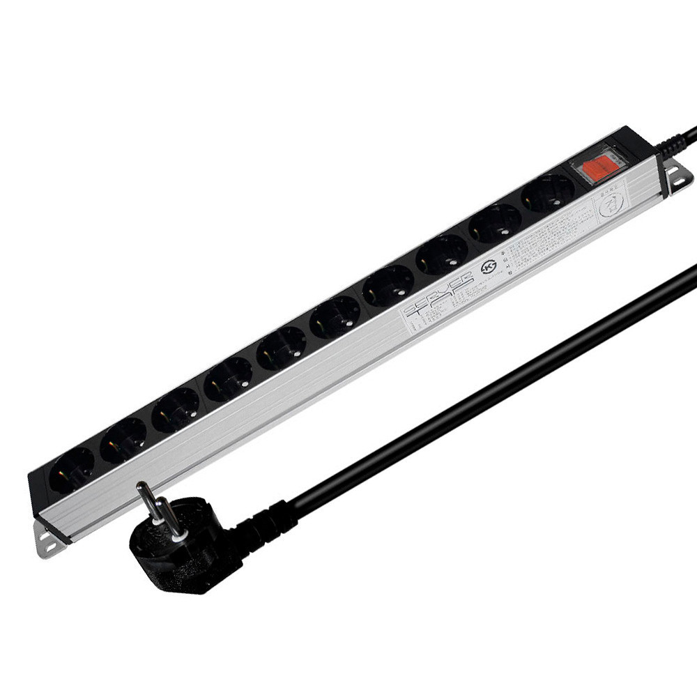 현대일렉트릭 멀티탭 서버랙 알루미늄 멀티코드 콘센트 메인 전원 스위치 서버탭 10구 1.5M (16A)