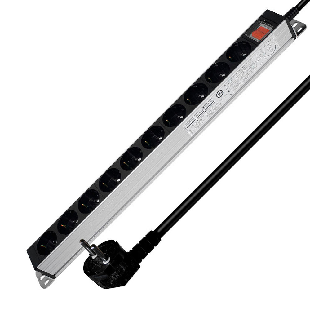 현대일렉트릭 멀티탭 서버랙 알루미늄 멀티코드 콘센트 메인 전원 스위치 서버탭 10구 5M (16A)