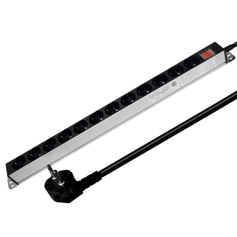 현대일렉트릭 멀티탭 서버랙 알루미늄 멀티코드 콘센트 메인 전원 스위치 서버탭 12구 1.5M (16A)