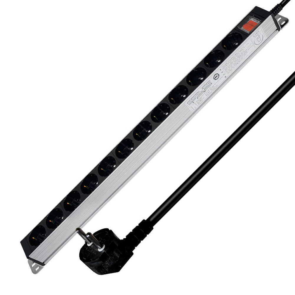 현대일렉트릭 멀티탭 서버랙 알루미늄 멀티코드 콘센트 메인 전원 스위치 서버탭 12구 5M (16A)