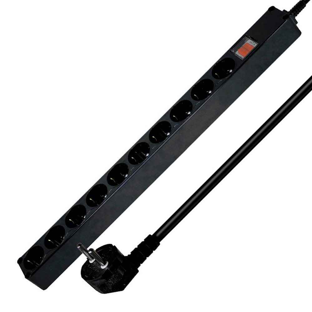 현대일렉트릭 멀티탭 과부하 양극차단 메인 전원 스위치 멀티코드 블랙 콘센트 10구 5M (16A)