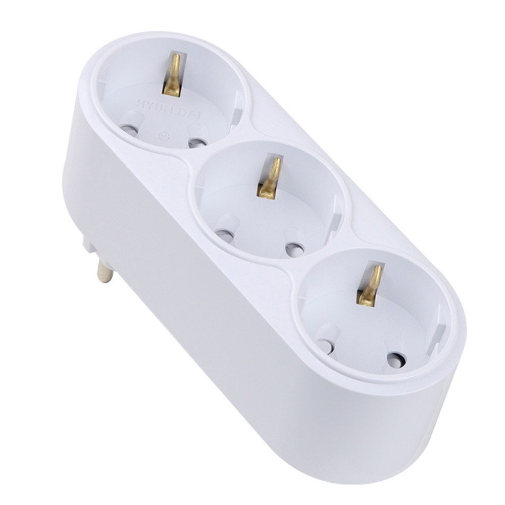 현대일렉트릭 멀티탭 회전 ㅡ자형 3구 콘센트 (바코드)