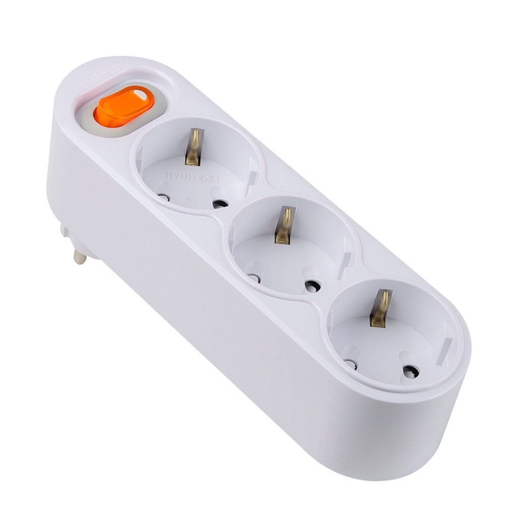 현대일렉트릭 멀티탭 회전 ㅡ자형 3구 콘센트 (전원 스위치)