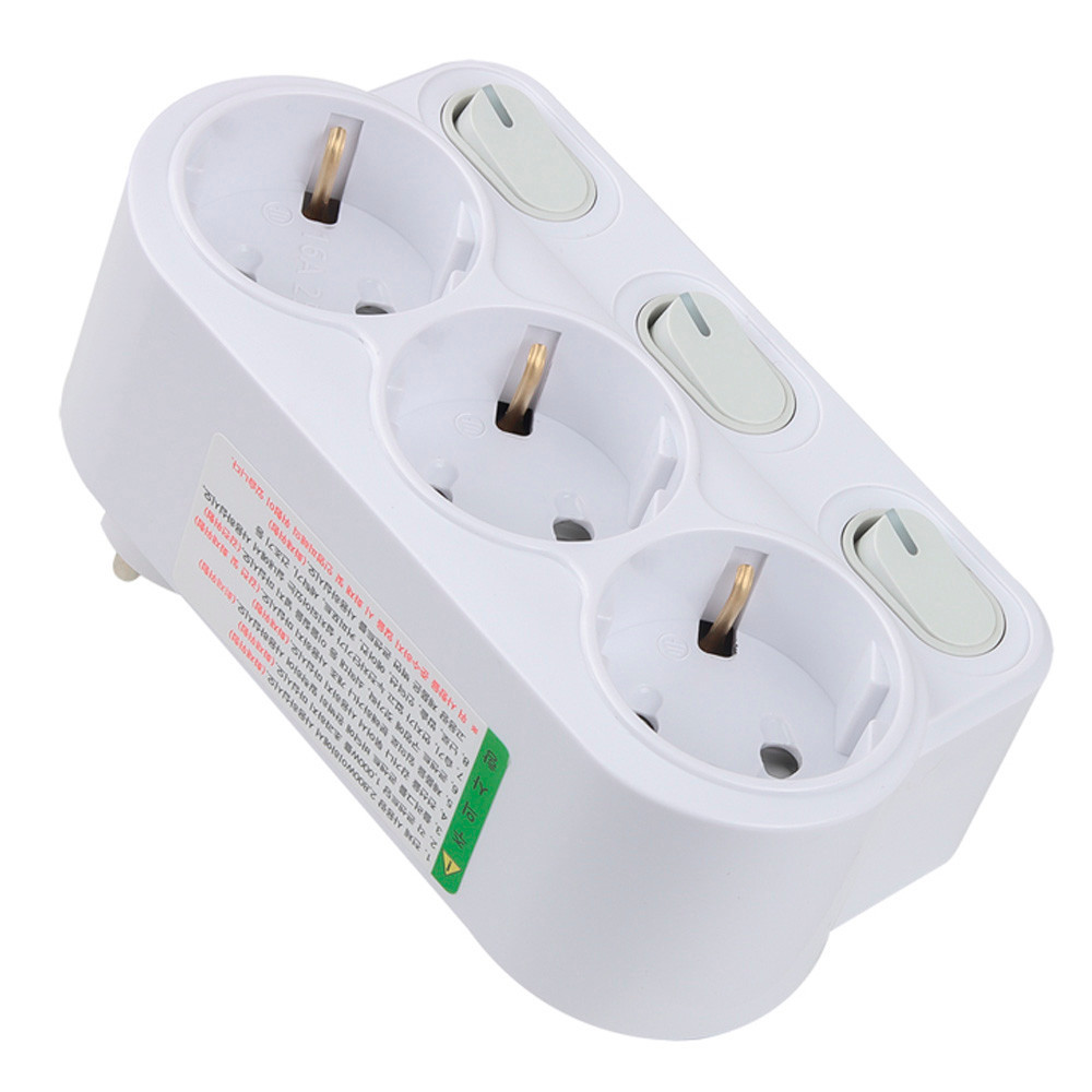 현대일렉트릭 멀티탭 개별 전원 스위치 회전 3구 콘센트