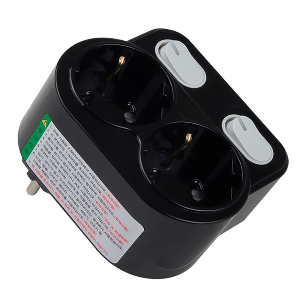 현대일렉트릭 멀티탭 블랙 개별 전원 스위치 회전 2구 콘센트