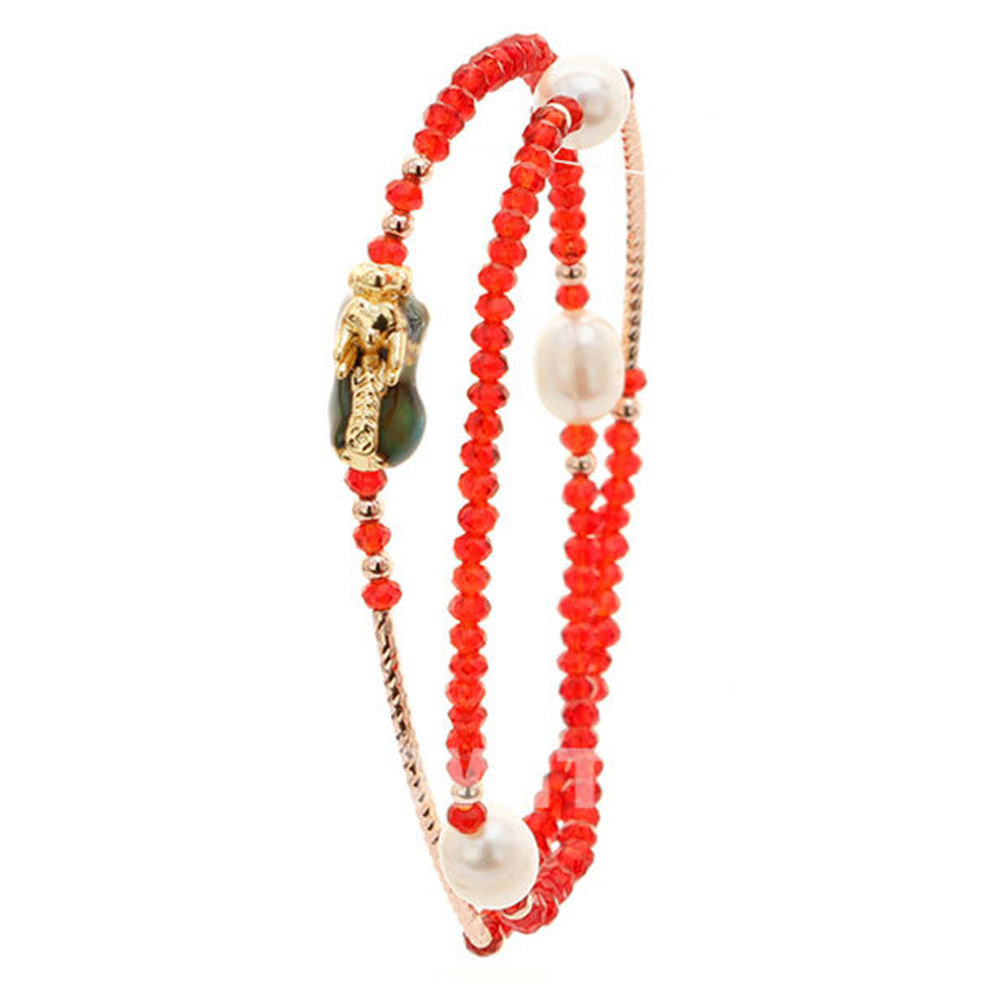 호연 불교 기원 팔찌 크리스탈 비휴 해치 재물복 사업운 성공 합장주 염주 (레드)