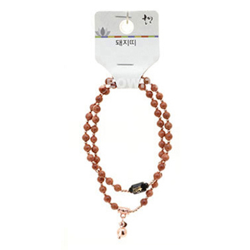 호연 불교 기원 팔찌 사금석 목탁 부귀영화 띠 합장주 염주 (돼지)