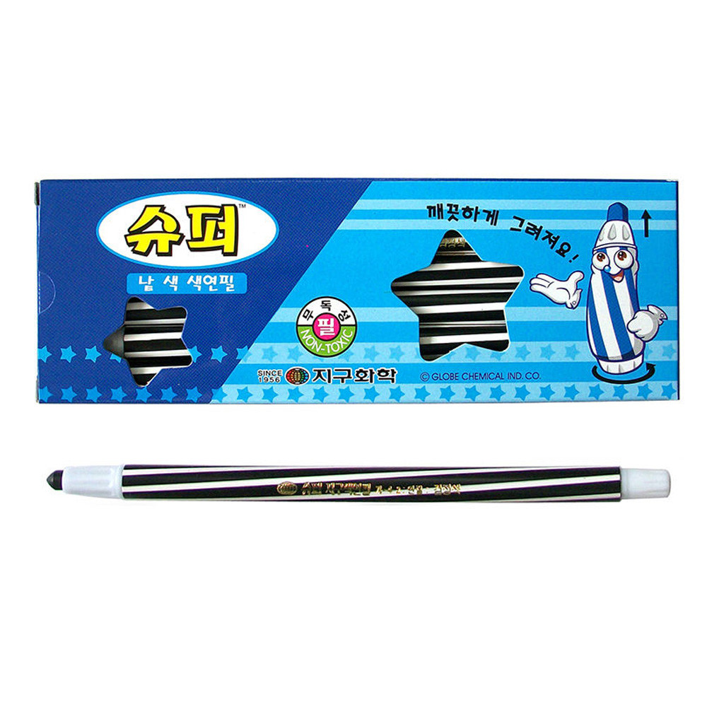 지구화학 슈퍼 낱색 색연필 (12자루) 1다스 (검정)