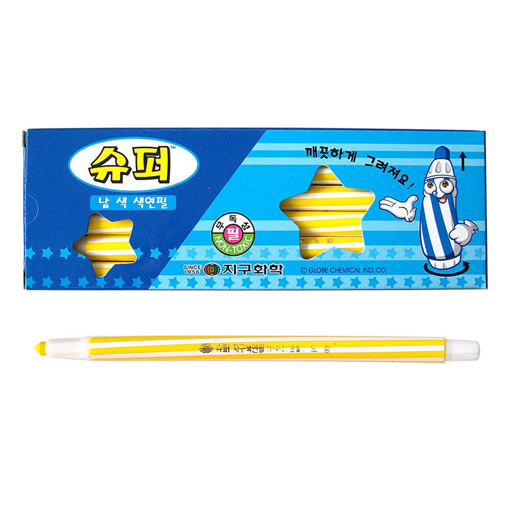 지구화학 슈퍼 낱색 색연필 (12자루) 1다스 (노랑)