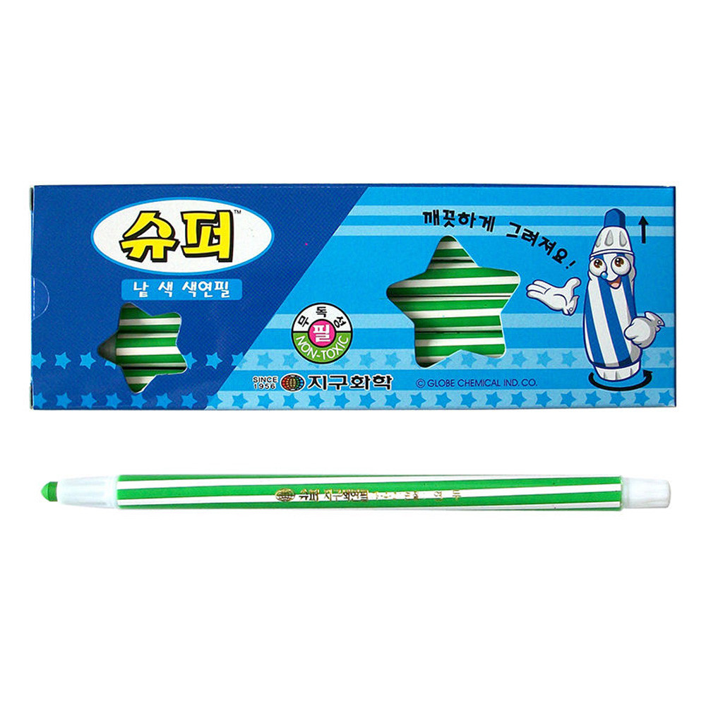 지구화학 슈퍼 낱색 색연필 (12자루) 1다스 (연두)