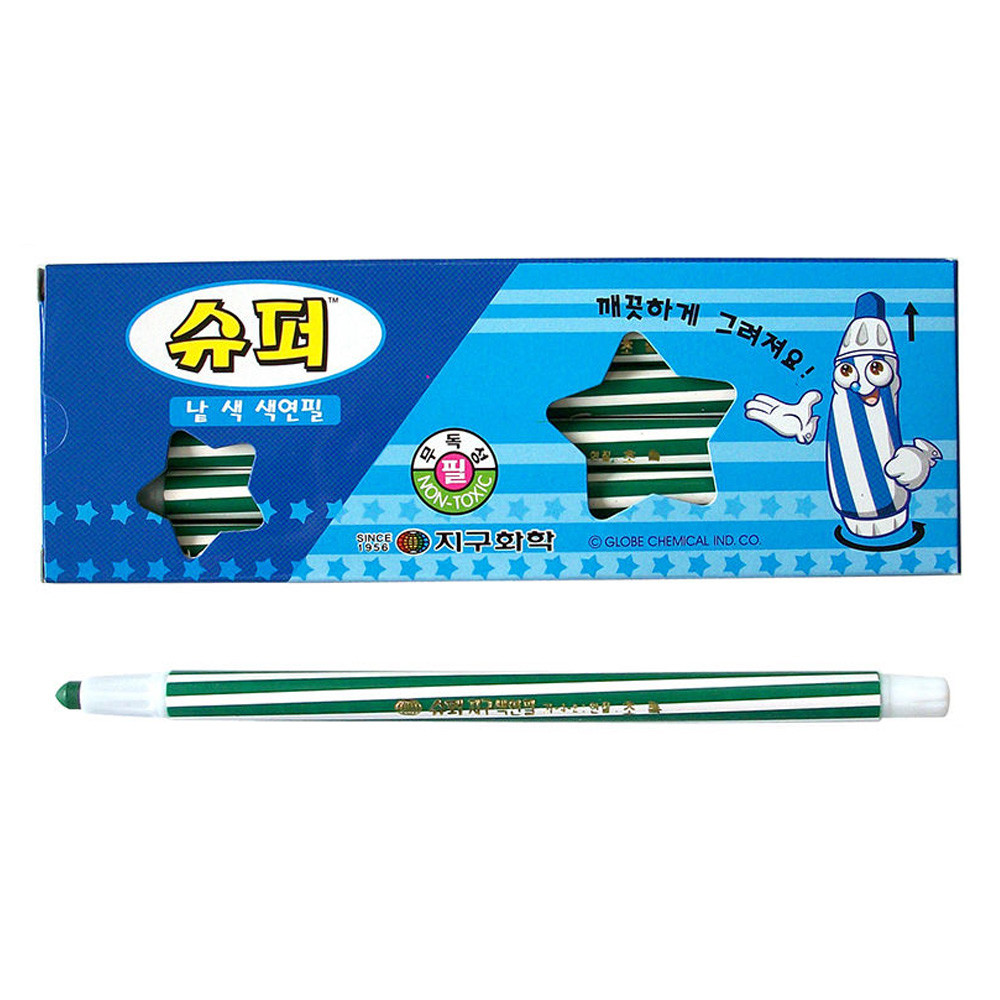 지구화학 슈퍼 낱색 색연필 (12자루) 1다스 (초록)