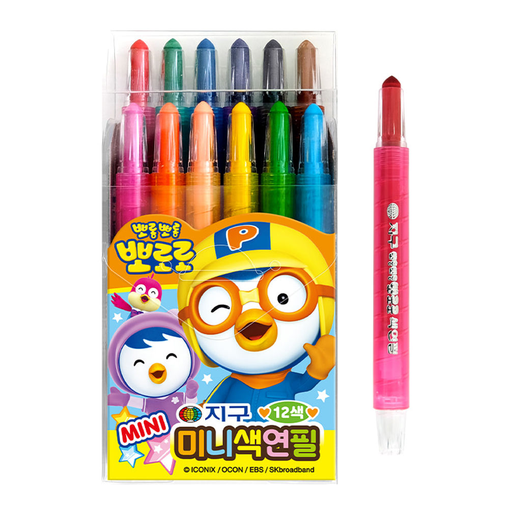지구화학 뽀로로 미니 색연필 12색 (신학기 준비물)
