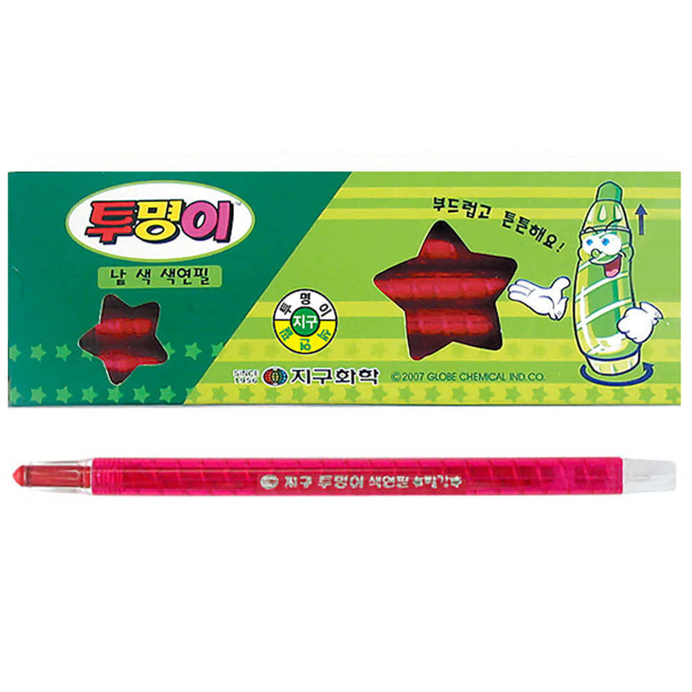 지구화학 투명이 낱색 색연필 (12자루) 1다스 (빨강)