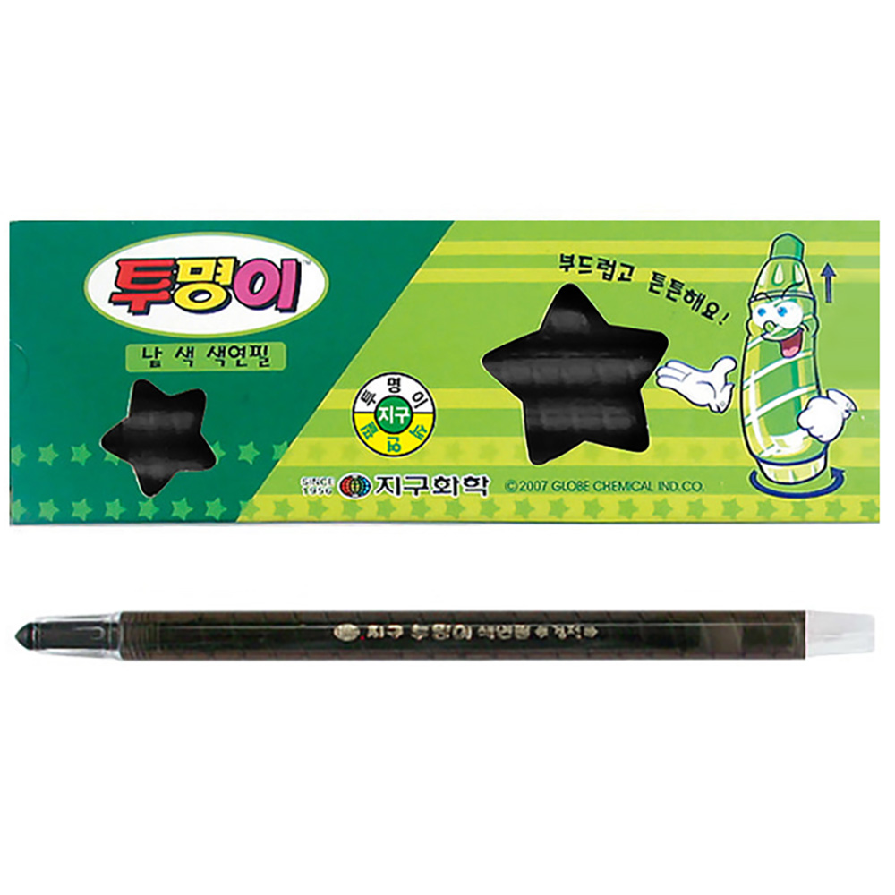 지구화학 투명이 낱색 색연필 (12자루) 1다스 (검정)