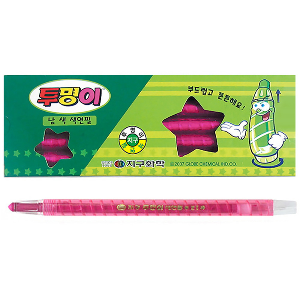 지구화학 투명이 낱색 색연필 (12자루) 1다스 (분홍)