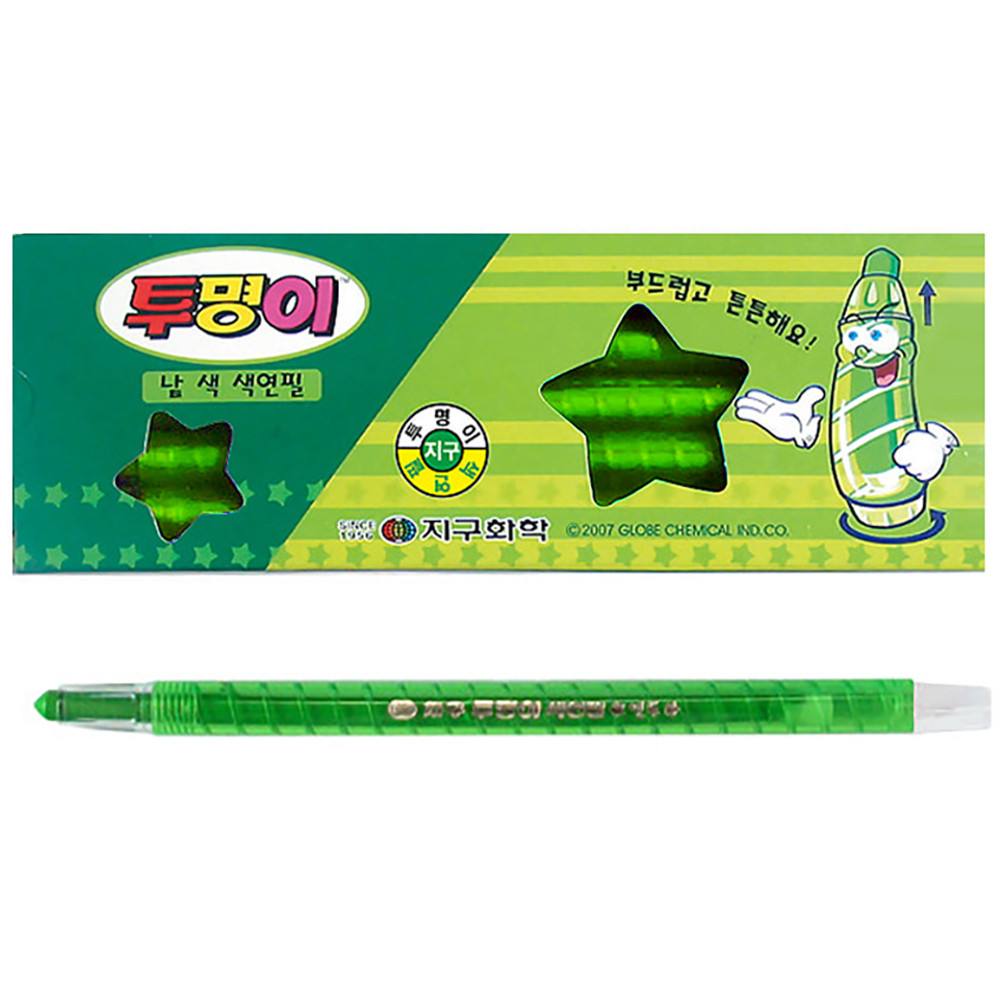 지구화학 투명이 낱색 색연필 (12자루) 1다스 (연두)