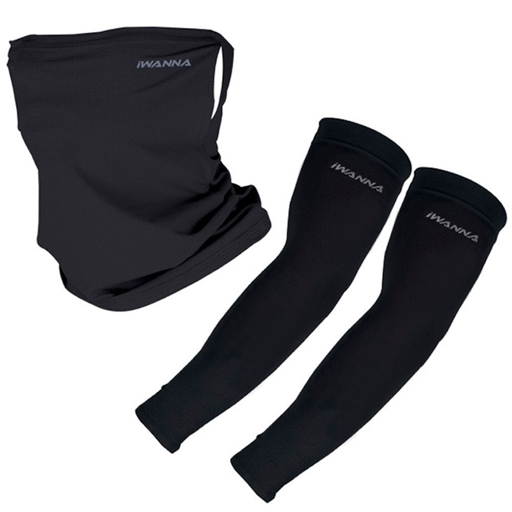 아이워너 스포츠마스크 자외선차단 마스크 토시 세트 (블랙) 자외선마스크 골프마스크 러닝마스크