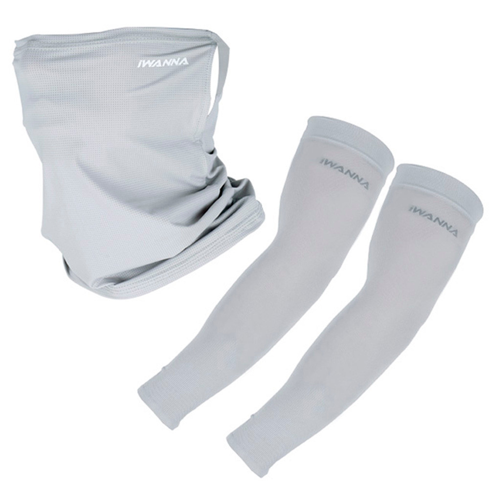 아이워너 스포츠마스크 자외선차단 마스크 토시 세트 (그레이) 자외선마스크 골프마스크 러닝마스크