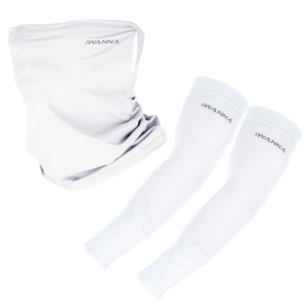 아이워너 스포츠마스크 자외선차단 마스크 토시 세트 (화이트) 자외선마스크 골프마스크 러닝마스크