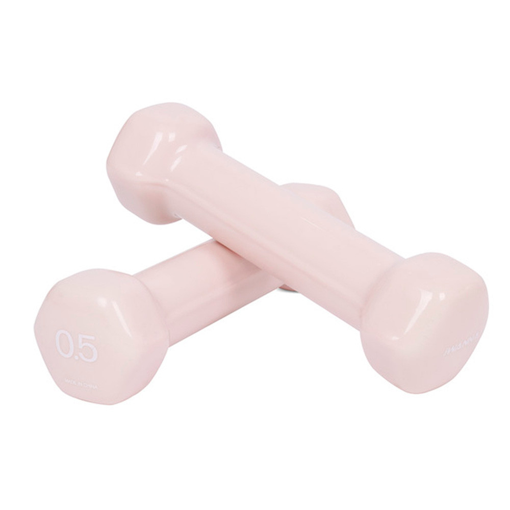 아이워너 덤벨 PVC 뷰티 육각덤벨 0.5kg x 2개 세트 (베이비핑크) 헬스용품 홈트 홈트레이닝