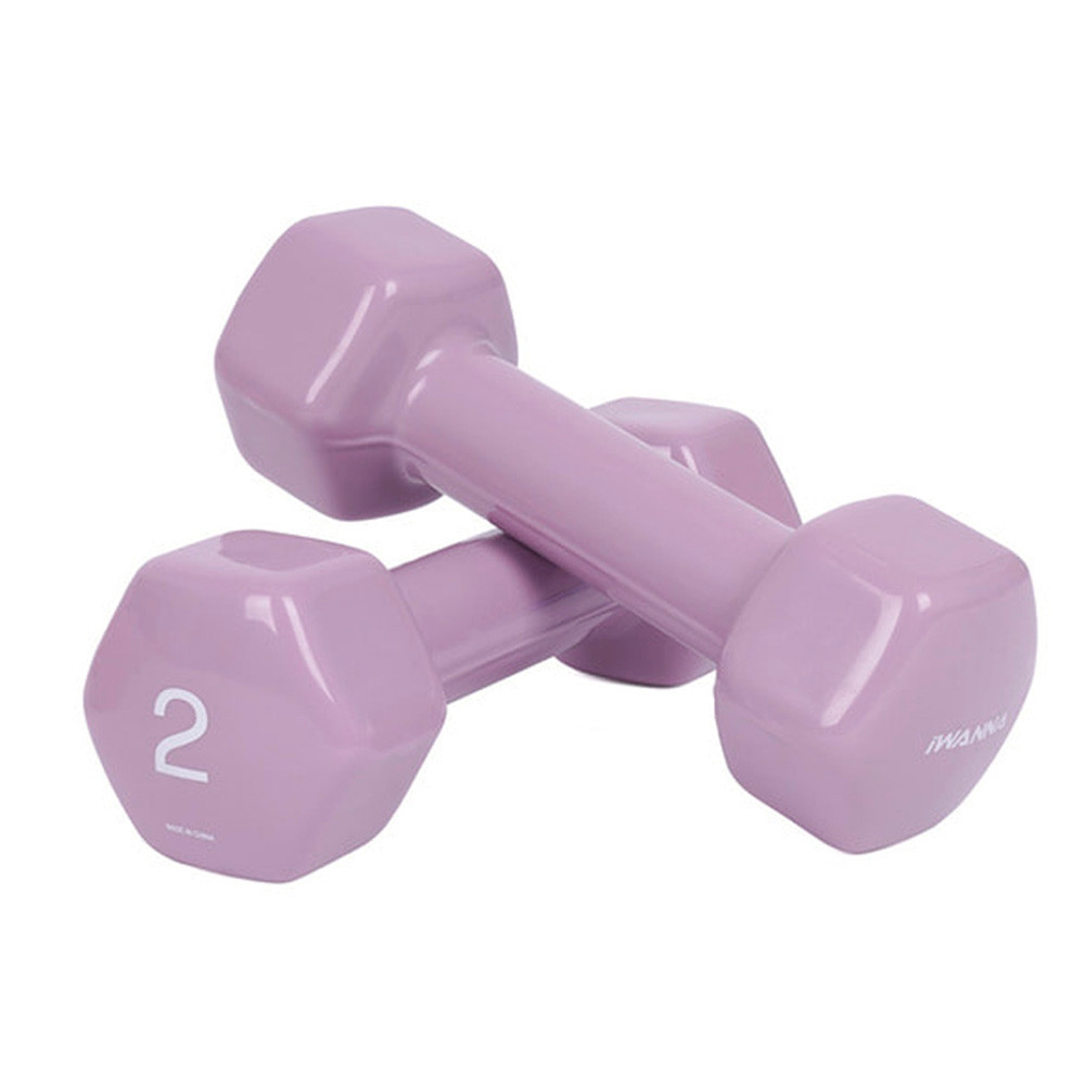 아이워너 덤벨 PVC 뷰티 육각덤벨 2kg x 2개 세트 (라일락퍼플) 헬스용품 홈트 홈트레이닝
