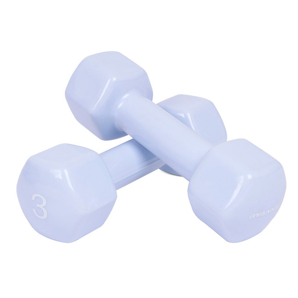 아이워너 덤벨 PVC 뷰티 육각덤벨 3kg x 2개 세트 (스카이블루) 헬스용품 홈트 홈트레이닝