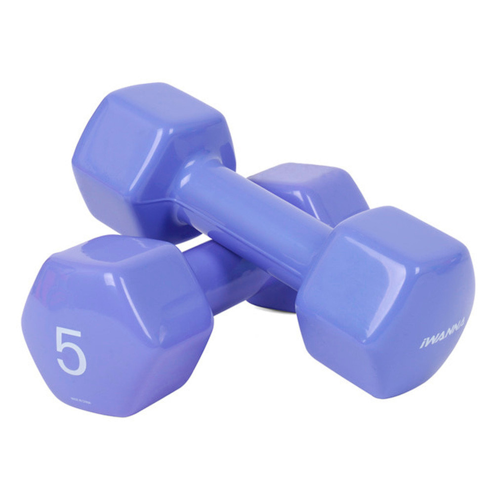 아이워너 덤벨 PVC 뷰티 육각덤벨 5kg x 2개 세트 (블루베리) 헬스용품 홈트 홈트레이닝