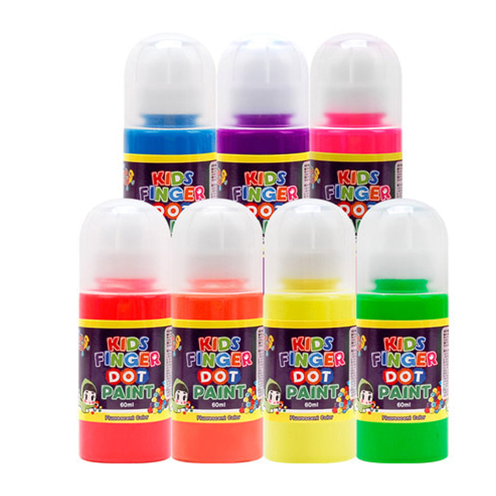 키즈맘아트 키즈 핑거 도트 페인트 형광색 (60ml x 7색)