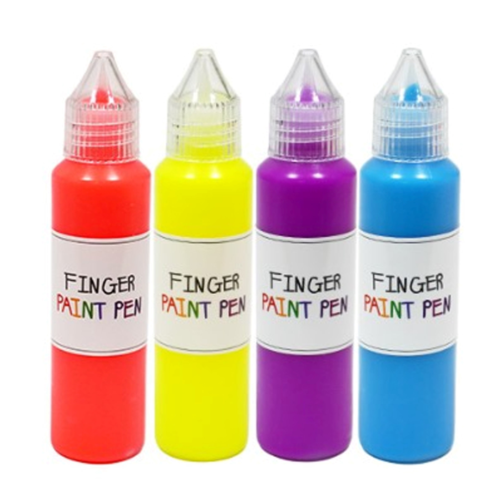 키즈맘아트 핑거 페인트펜 형광 히아신스 세트 (50ml x 4색)