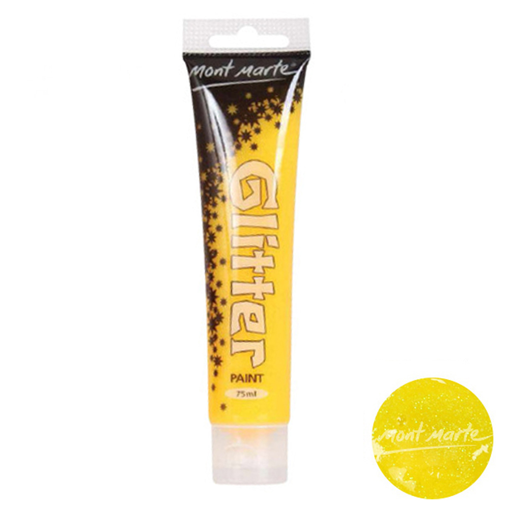 키즈맘아트 미술놀이 몽마르뜨 반짝이 물감 75ml (노란색)
