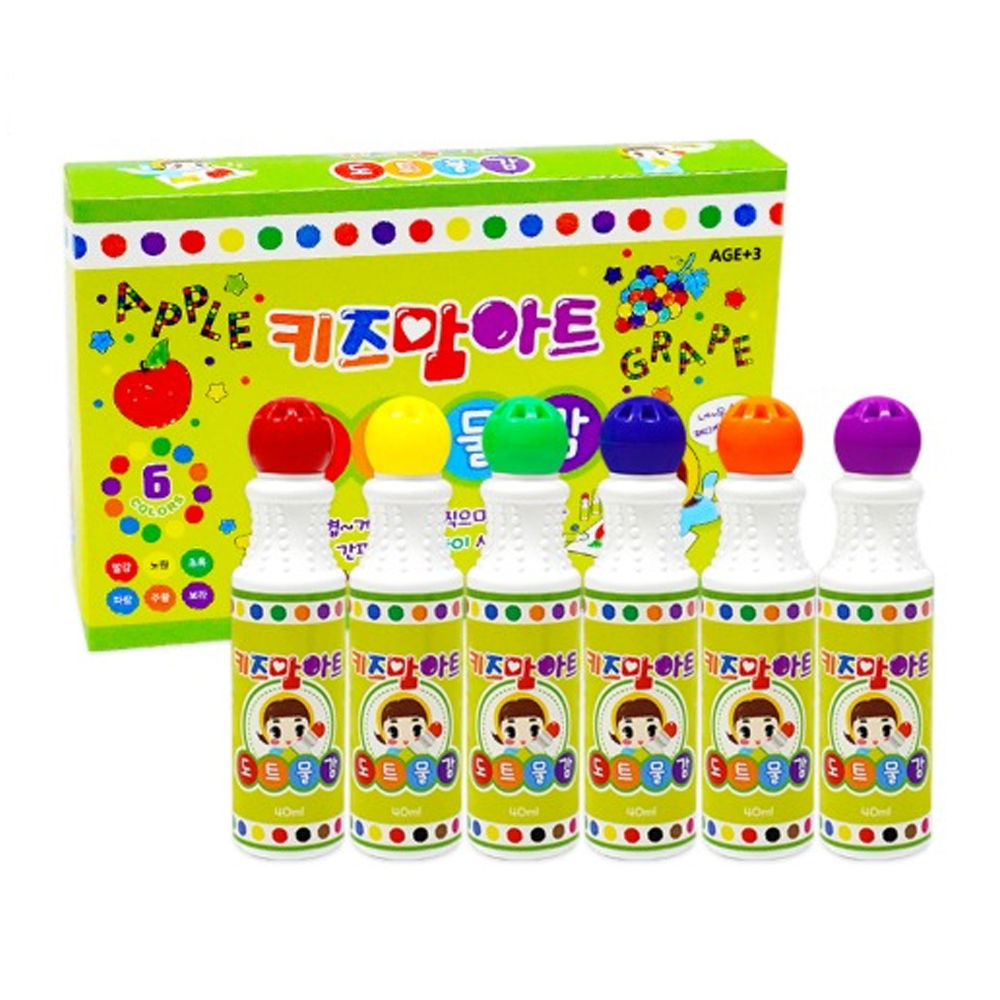 키즈맘아트 미술놀이 도트 물감 6색 (레인보우 세트)