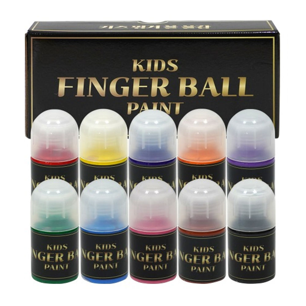 키즈맘아트 미술놀이 핑거 볼 물감 세트 (30ml x 10색)
