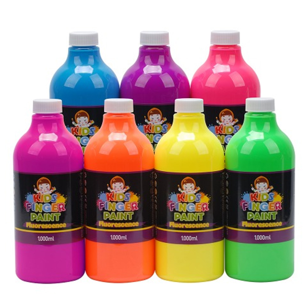 키즈맘아트 미술놀이 핑거페인트 형광색 1000ml x 7색 세트