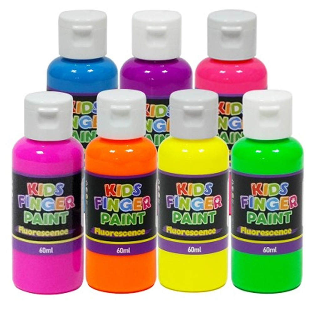 키즈맘아트 미술놀이 핑거페인트 형광색 60ml x 7색 세트