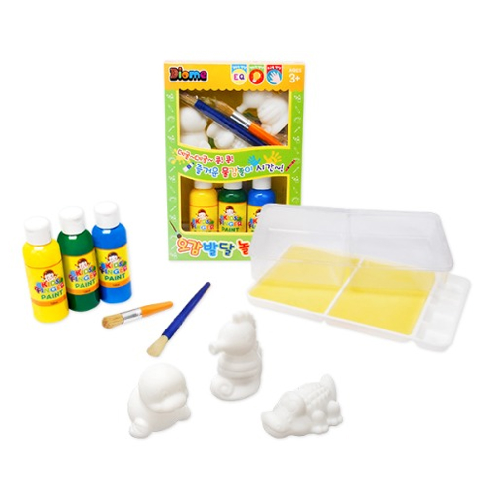 키즈맘아트 컬러링토이 세트 미니 프렌즈 FMF3 (수달 해마 악어) 키즈 핑거페인트 물감 3D 색칠놀이