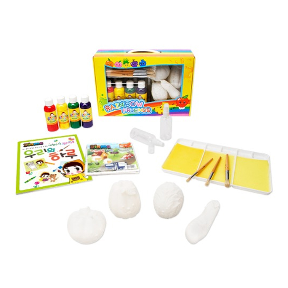 키즈맘아트 컬러링토이 세트 컬러링프렌즈 RDVF (토마토 참외 배추 가지) 키즈 핑거페인트 물감 3D 색칠놀이