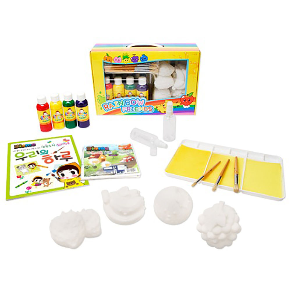 키즈맘아트 컬러링토이 세트 컬러링프렌즈 RSF2 (딸기 바나나 수박 포도) 키즈 핑거페인트 물감 3D 색칠놀이