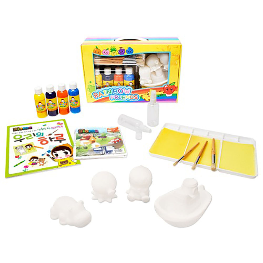 키즈맘아트 컬러링토이 세트 레인보우 컬러링프렌즈 RCF3 (하마 문어 미니 베이비 배) 키즈 핑거페인트 물감 3D 색칠놀이