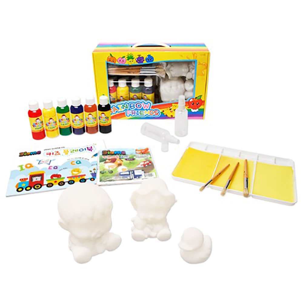 키즈맘아트 컬러링토이 세트 레인보우 컬러링프렌즈 스페셜에디션 V1 (빅보스 베이비 모자 베이비 오리) 키즈 핑거페인트 물감 3D 색칠놀이