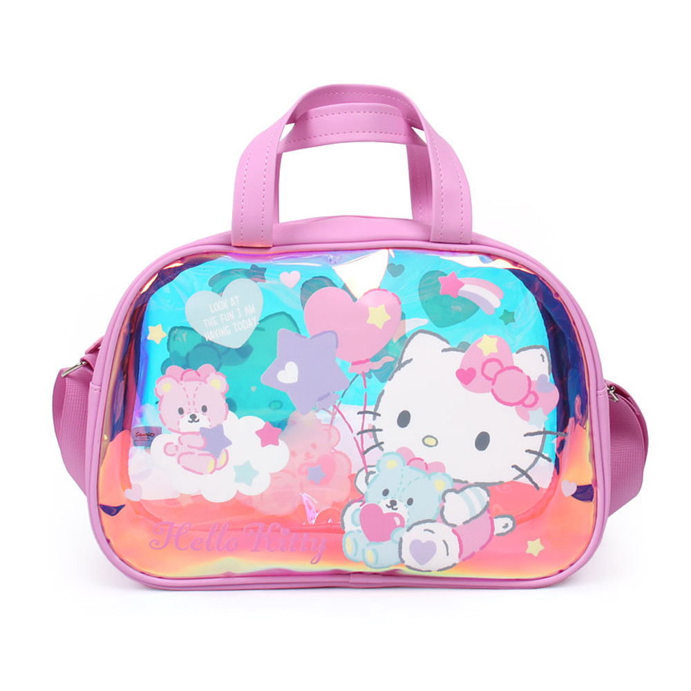 한들 헬로키티 홀로그램 라운드 비치백