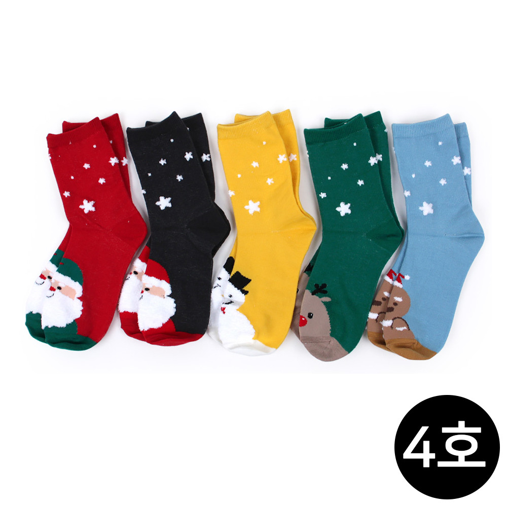 새실텍스피아 아동양말 엔젤테디 반짝 크리스마스 발목 아동 양말 5족 한세트 (4호)