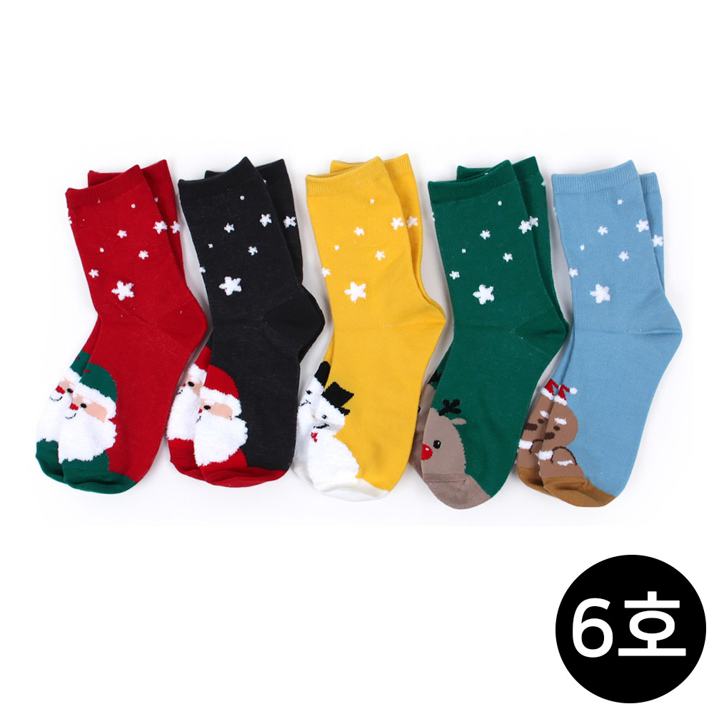 새실텍스피아 아동양말 엔젤테디 반짝 크리스마스 발목 아동 양말 5족 한세트 (6호)