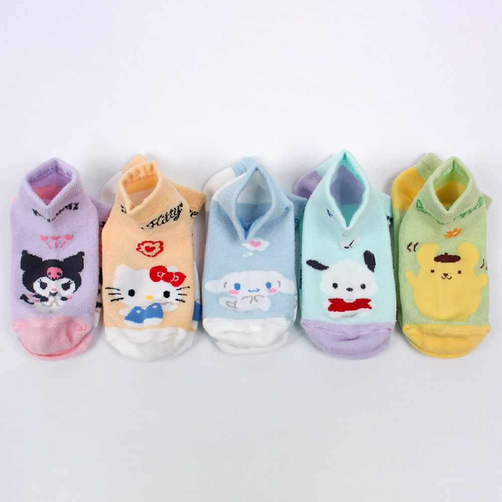 새실텍스피아 아동양말 산리오 스니커즈 요술양말 5족 1세트