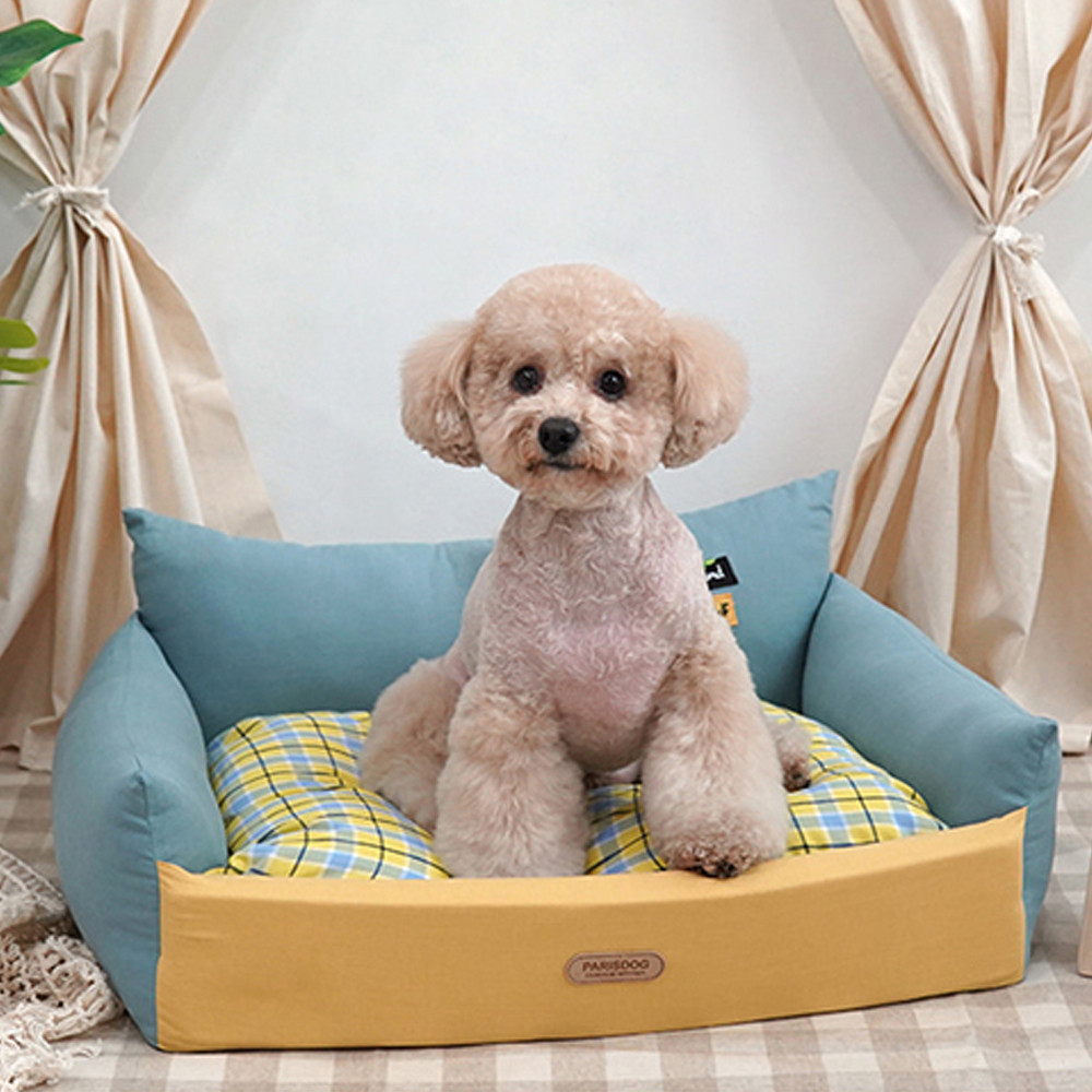 패리스독 시에나 체크 베드 (옐로우)