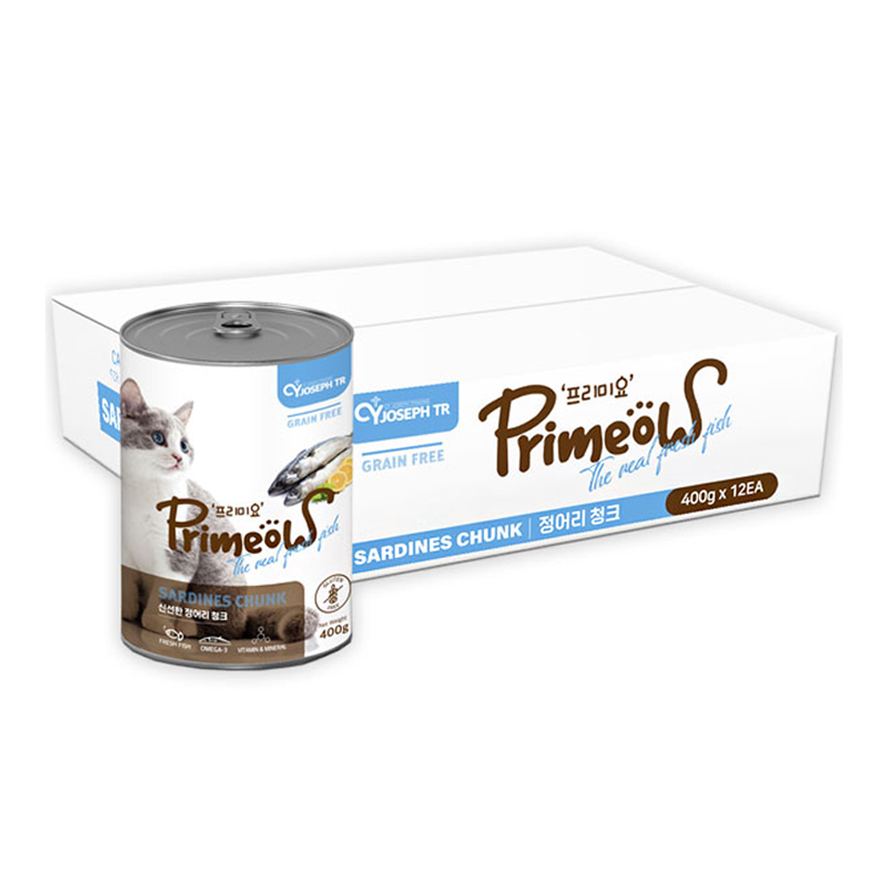 CY요셉 고양이 간식 프리미요 신선한 고양이캔 (정어리청크) (400g x 12개입) (1박스)