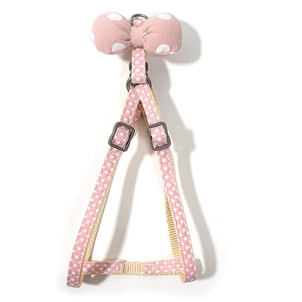 페로가토 강아지 별리본 하네스 리드줄세트 (핑크)