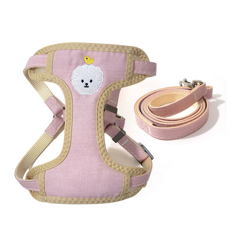 페로가토 강아지 조끼하네스 리드줄세트 (핑크)