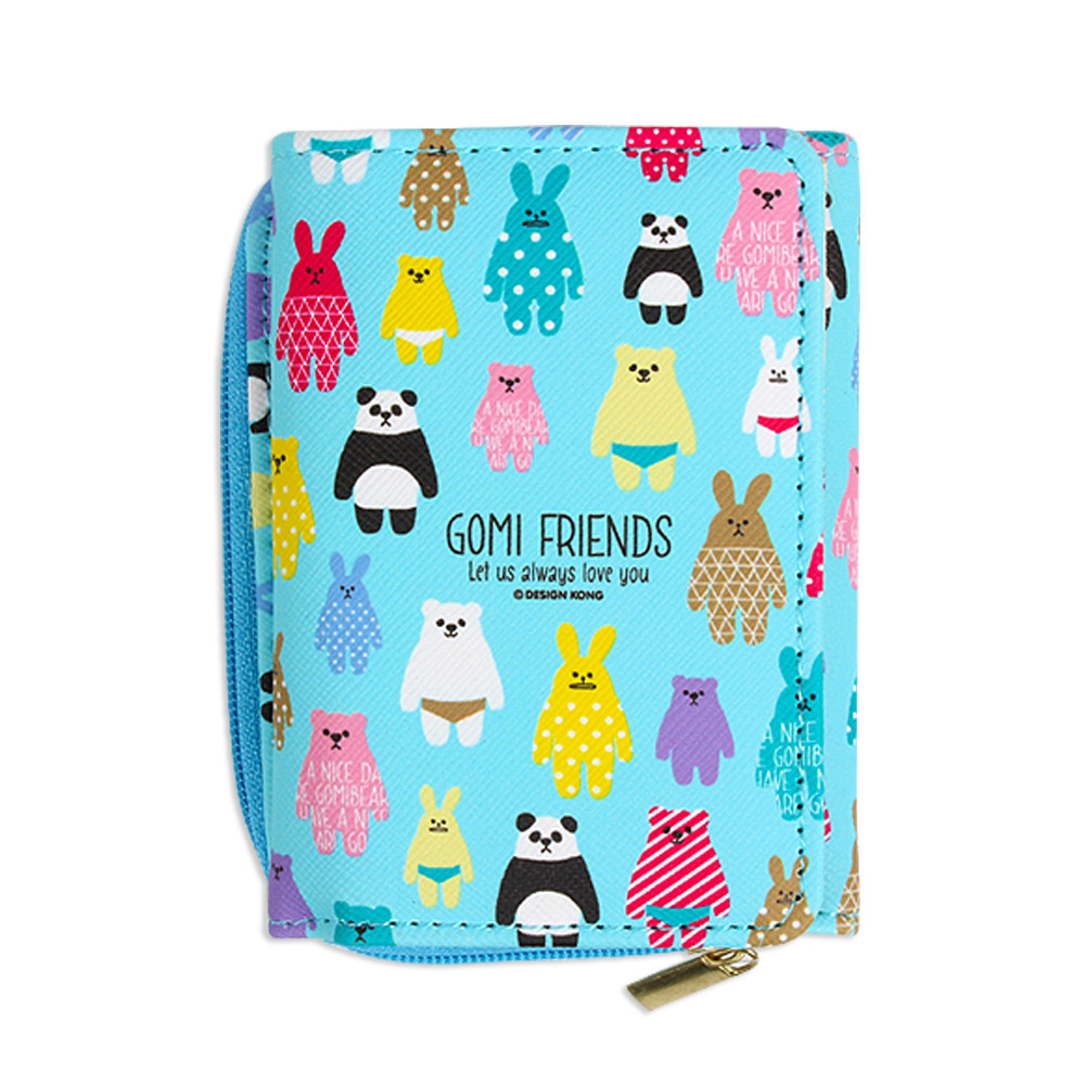 한정특가) 디자인콩 고미프렌즈 3단 지갑 (스카이블루)